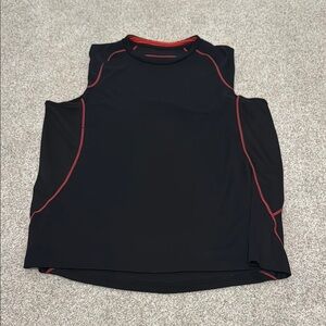 Black Sleeveless Top with Red Accents